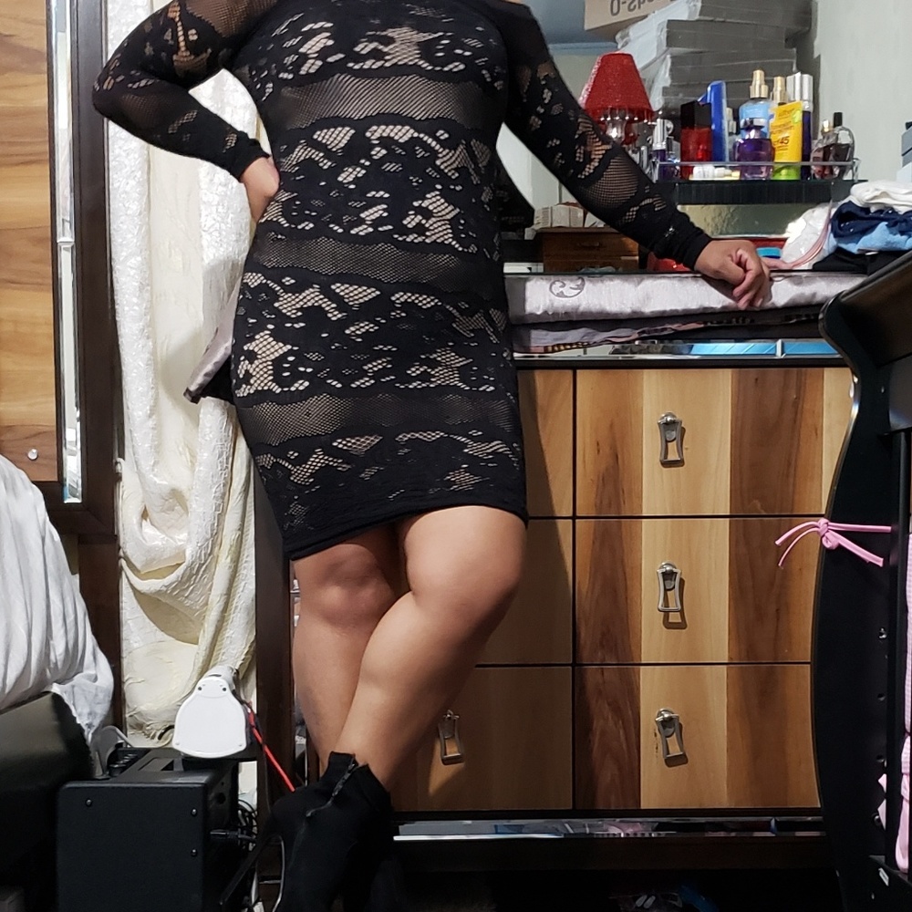 BEBE BLACK LACE DRAMA BODYCON MINI DRESS p/s - Picture 5 of 8
